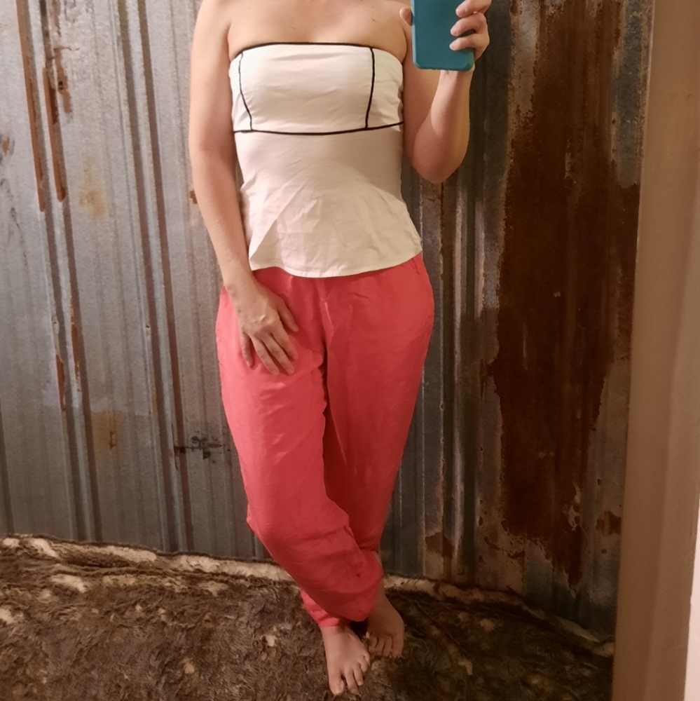 VINTAGE 60's Silk High Waisted Pleated Pants - Picture 2 of 15